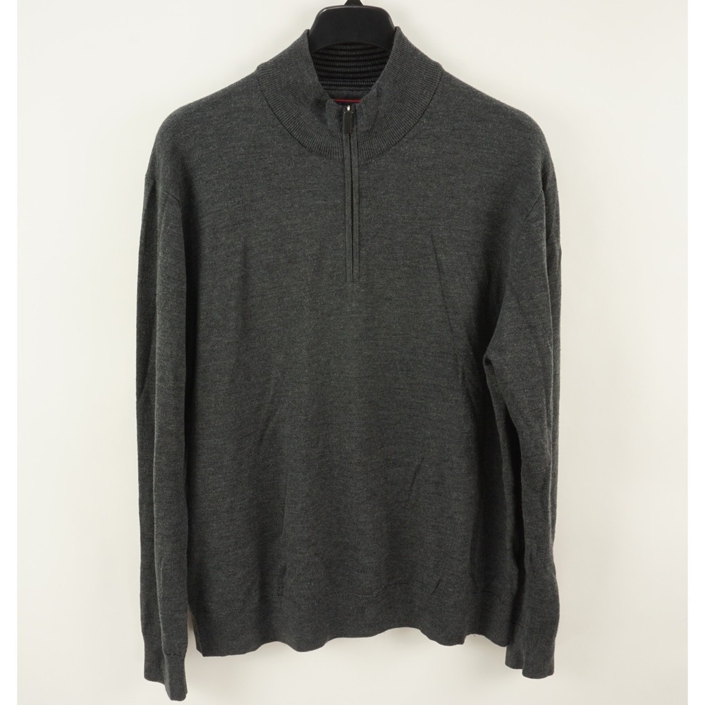 UNTUCKit Belguardo Merino Wool 1/4 Zip Pullover Sweater Men's 2XL Dark Gray Knit